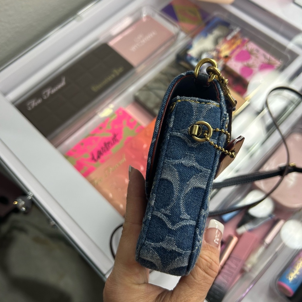 Coach Signature Denim Blue Crossbody Bag - Picture 6 of 7